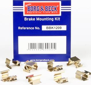 Borg & Beck BBK1209 - Комплект принадлежности, дискови накладки vvparts.bg
