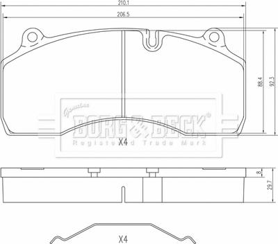 Borg & Beck BBP33020 - Комплект спирачно феродо, дискови спирачки vvparts.bg