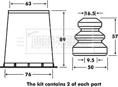 Borg & Beck BPK7015 - Прахозащитен комплект, амортисьор vvparts.bg