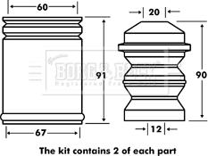 Borg & Beck BPK7025 - Прахозащитен комплект, амортисьор vvparts.bg