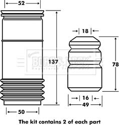 Borg & Beck BPK7118 - Прахозащитен комплект, амортисьор vvparts.bg