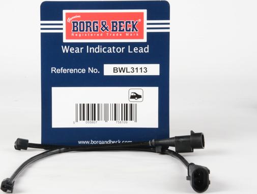 Borg & Beck BWL3113 - Предупредителен контактен сензор, износване на накладките vvparts.bg
