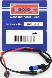 Borg & Beck BWL3232 - Предупредителен контактен сензор, износване на накладките vvparts.bg