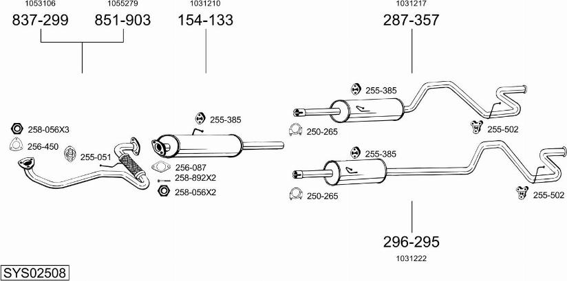 Bosal SYS02508 - Изпускателна система vvparts.bg