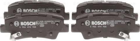 BOSCH 0 986 494 908 - Комплект спирачно феродо, дискови спирачки vvparts.bg