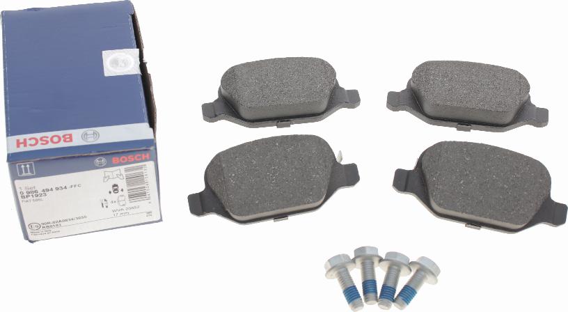 BOSCH 0 986 494 934 - Комплект спирачно феродо, дискови спирачки vvparts.bg