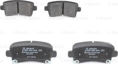 BOSCH 0 986 494 494 - Комплект спирачно феродо, дискови спирачки vvparts.bg