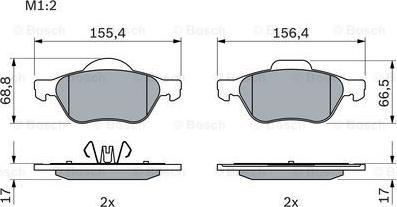 BOSCH 0 986 494 439 - Комплект спирачно феродо, дискови спирачки vvparts.bg