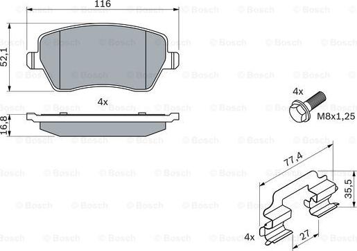 BOSCH 0 986 494 592 - Комплект спирачно феродо, дискови спирачки vvparts.bg