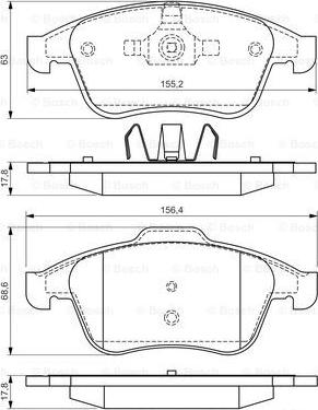 BOSCH 0 986 494 556 - Комплект спирачно феродо, дискови спирачки vvparts.bg