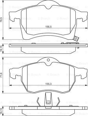 BOSCH 0 986 494 509 - Комплект спирачно феродо, дискови спирачки vvparts.bg