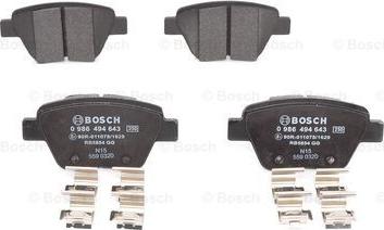 BOSCH 0 986 494 643 - Комплект спирачно феродо, дискови спирачки vvparts.bg