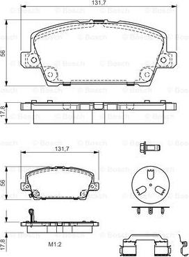 BOSCH 0 986 494 611 - Комплект спирачно феродо, дискови спирачки vvparts.bg