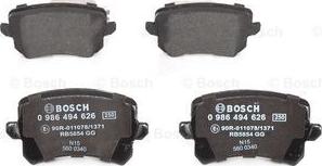 BOSCH 0 986 494 626 - Комплект спирачно феродо, дискови спирачки vvparts.bg