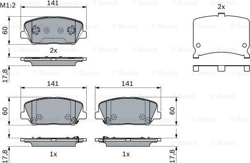 BOSCH 0 986 494 671 - Комплект спирачно феродо, дискови спирачки vvparts.bg