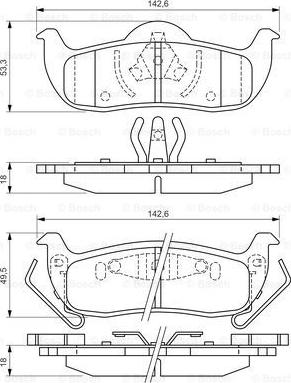 BOSCH 0 986 494 142 - Комплект спирачно феродо, дискови спирачки vvparts.bg