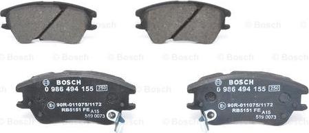 BOSCH 0 986 494 155 - Комплект спирачно феродо, дискови спирачки vvparts.bg