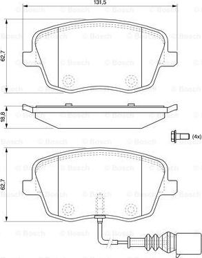 BOSCH 0 986 494 105 - Комплект спирачно феродо, дискови спирачки vvparts.bg