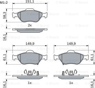 BOSCH 0 986 494 101 - Комплект спирачно феродо, дискови спирачки vvparts.bg