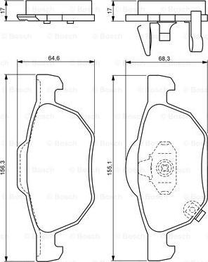 BOSCH 0 986 494 135 - Комплект спирачно феродо, дискови спирачки vvparts.bg