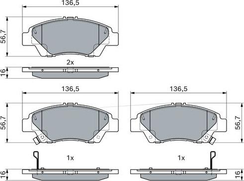 BOSCH 0 986 494 896 - Комплект спирачно феродо, дискови спирачки vvparts.bg