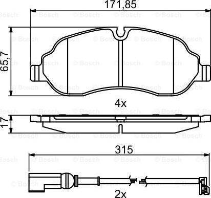 BOSCH 0 986 494 845 - Комплект спирачно феродо, дискови спирачки vvparts.bg