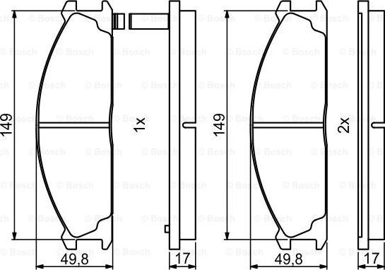 BOSCH 0 986 494 848 - Комплект спирачно феродо, дискови спирачки vvparts.bg