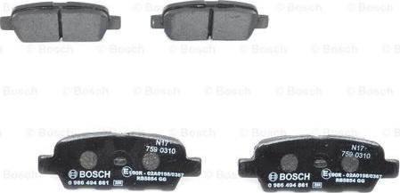 BOSCH 0 986 494 861 - Комплект спирачно феродо, дискови спирачки vvparts.bg