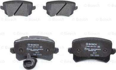 BOSCH 0 986 494 814 - Комплект спирачно феродо, дискови спирачки vvparts.bg