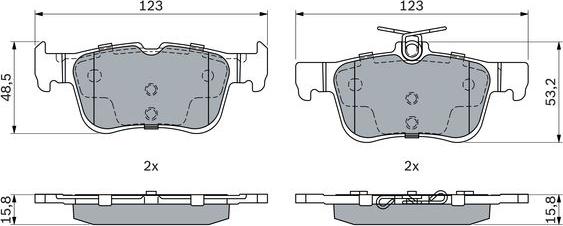 BOSCH 0 986 494 888 - Комплект спирачно феродо, дискови спирачки vvparts.bg