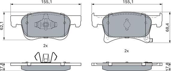 BOSCH 0 986 494 823 - Комплект спирачно феродо, дискови спирачки vvparts.bg