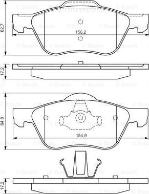 BOSCH 0 986 494 396 - Комплект спирачно феродо, дискови спирачки vvparts.bg