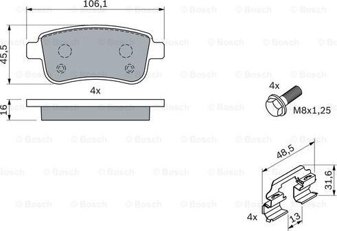 BOSCH 0 986 494 384 - Комплект спирачно феродо, дискови спирачки vvparts.bg