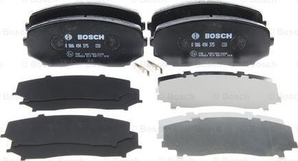 BOSCH 0 986 494 375 - Комплект спирачно феродо, дискови спирачки vvparts.bg