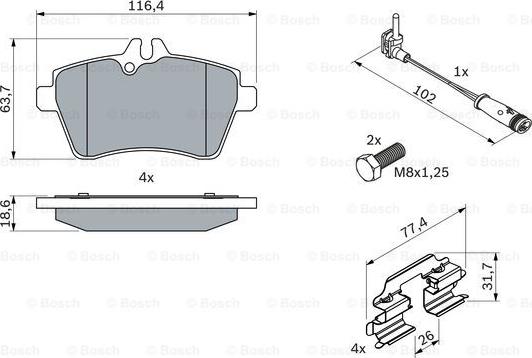 BOSCH 0 986 494 290 - Комплект спирачно феродо, дискови спирачки vvparts.bg