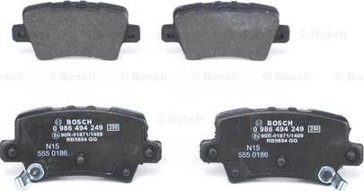 BOSCH 0 986 494 249 - Комплект спирачно феродо, дискови спирачки vvparts.bg