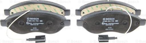 BOSCH 0 986 494 798 - Комплект спирачно феродо, дискови спирачки vvparts.bg