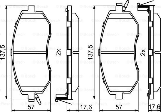 BOSCH 0 986 494 761 - Комплект спирачно феродо, дискови спирачки vvparts.bg