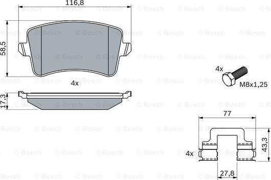 BOSCH 0 986 494 733 - Комплект спирачно феродо, дискови спирачки vvparts.bg