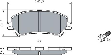 BOSCH 0 986 494 722 - Комплект спирачно феродо, дискови спирачки vvparts.bg