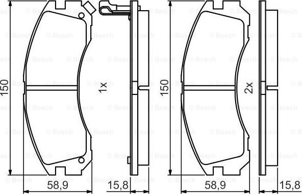 BOSCH 0 986 495 491 - Комплект спирачно феродо, дискови спирачки vvparts.bg