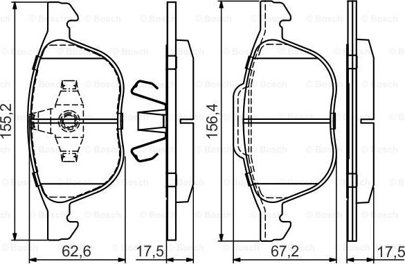 BOSCH 0 986 495 450 - Комплект спирачно феродо, дискови спирачки vvparts.bg