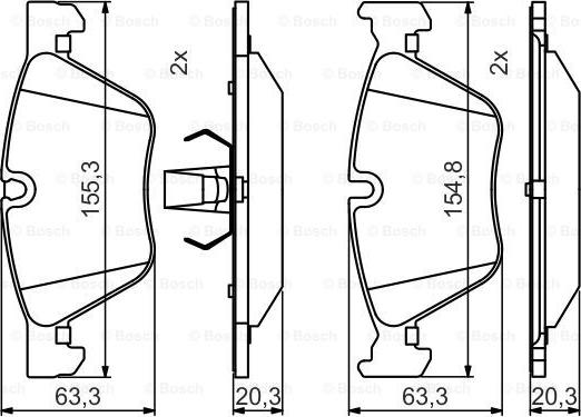 BOSCH 0 986 495 480 - Комплект спирачно феродо, дискови спирачки vvparts.bg