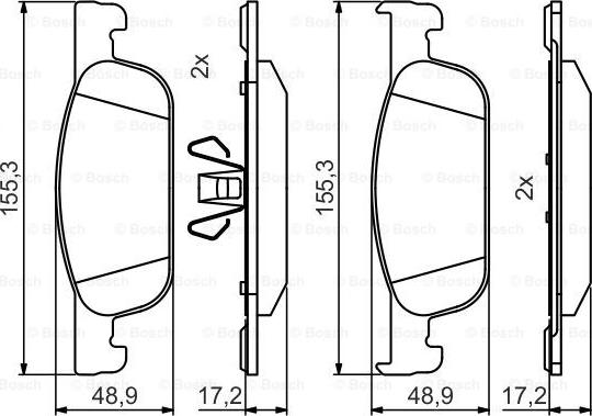 BOSCH 0 986 495 424 - Комплект спирачно феродо, дискови спирачки vvparts.bg