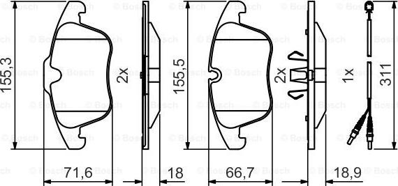 BOSCH 0 986 495 474 - Комплект спирачно феродо, дискови спирачки vvparts.bg