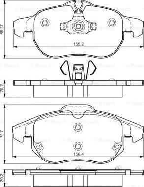 BOSCH 0 986 495 053 - Комплект спирачно феродо, дискови спирачки vvparts.bg