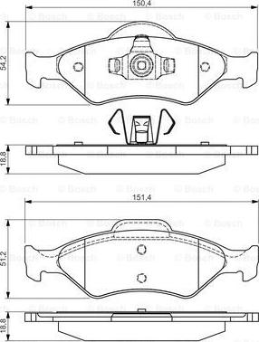 BOSCH 0 986 495 019 - Комплект спирачно феродо, дискови спирачки vvparts.bg