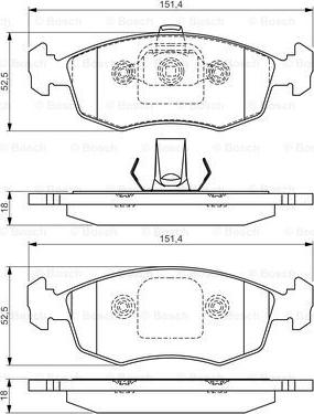 BOSCH 0 986 495 016 - Комплект спирачно феродо, дискови спирачки vvparts.bg