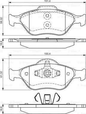 BOSCH 0 986 495 017 - Комплект спирачно феродо, дискови спирачки vvparts.bg