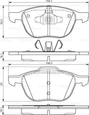 BOSCH 0 986 495 023 - Комплект спирачно феродо, дискови спирачки vvparts.bg